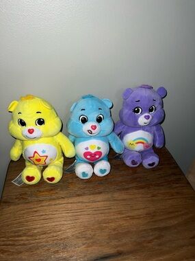 Care Bears Plush Set - Yellow, Blue & Purple Mini Bears